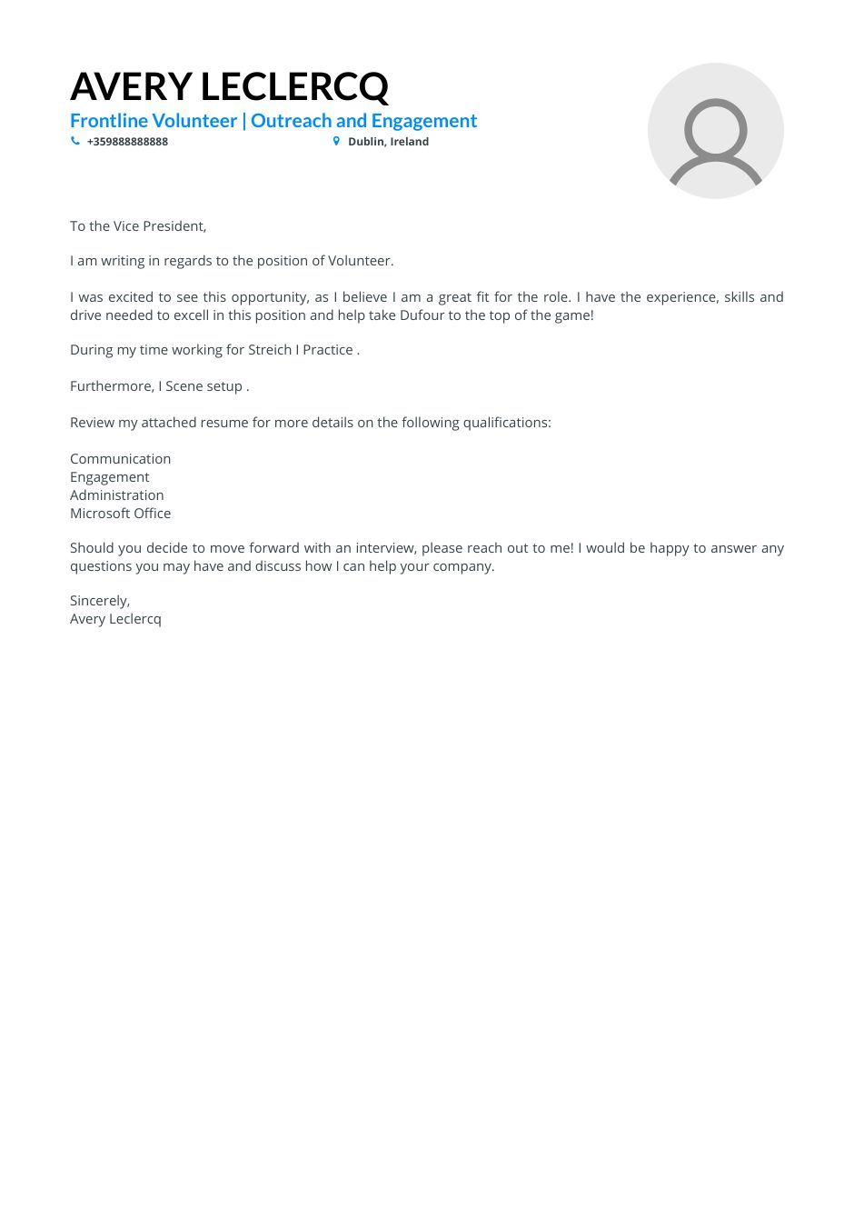 Real Volunteer Cover Letter Example For 2024