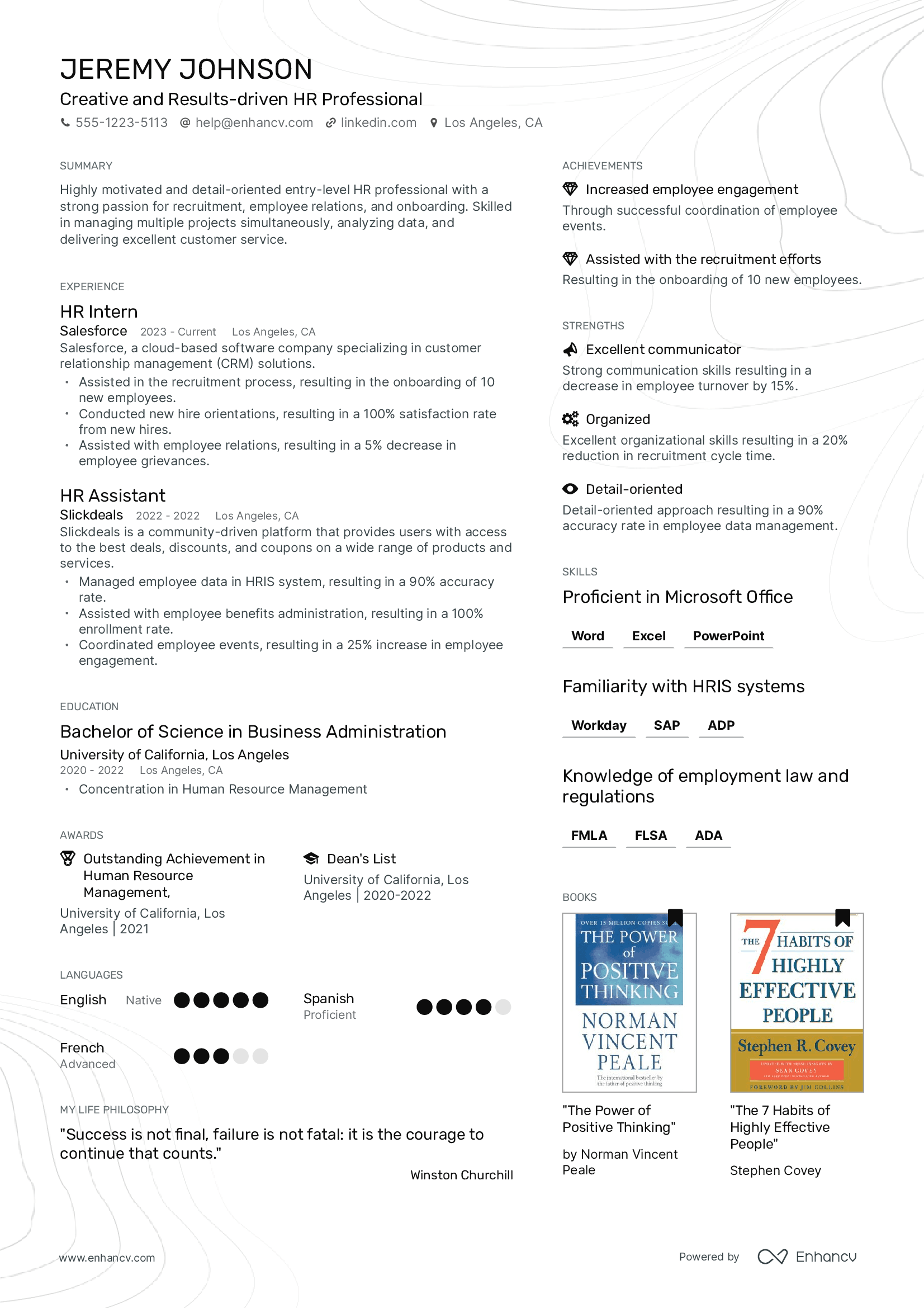 Creative and Results driven HR Professional
 resume example