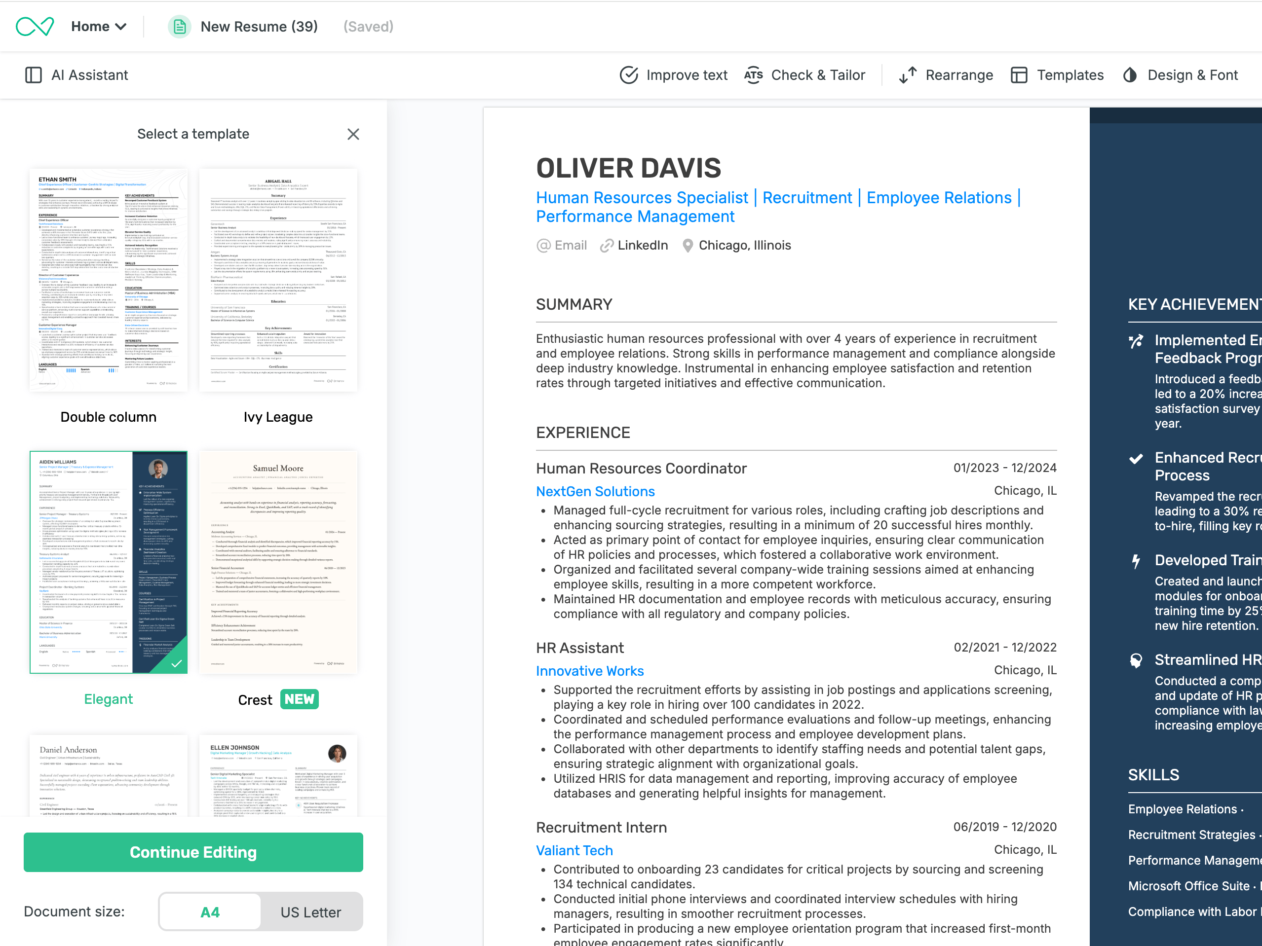Start from a recruiter reviewed resume layout