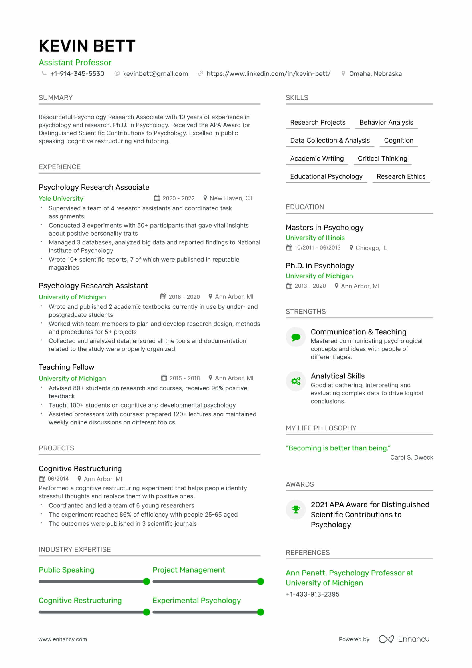 PhD Resume Example