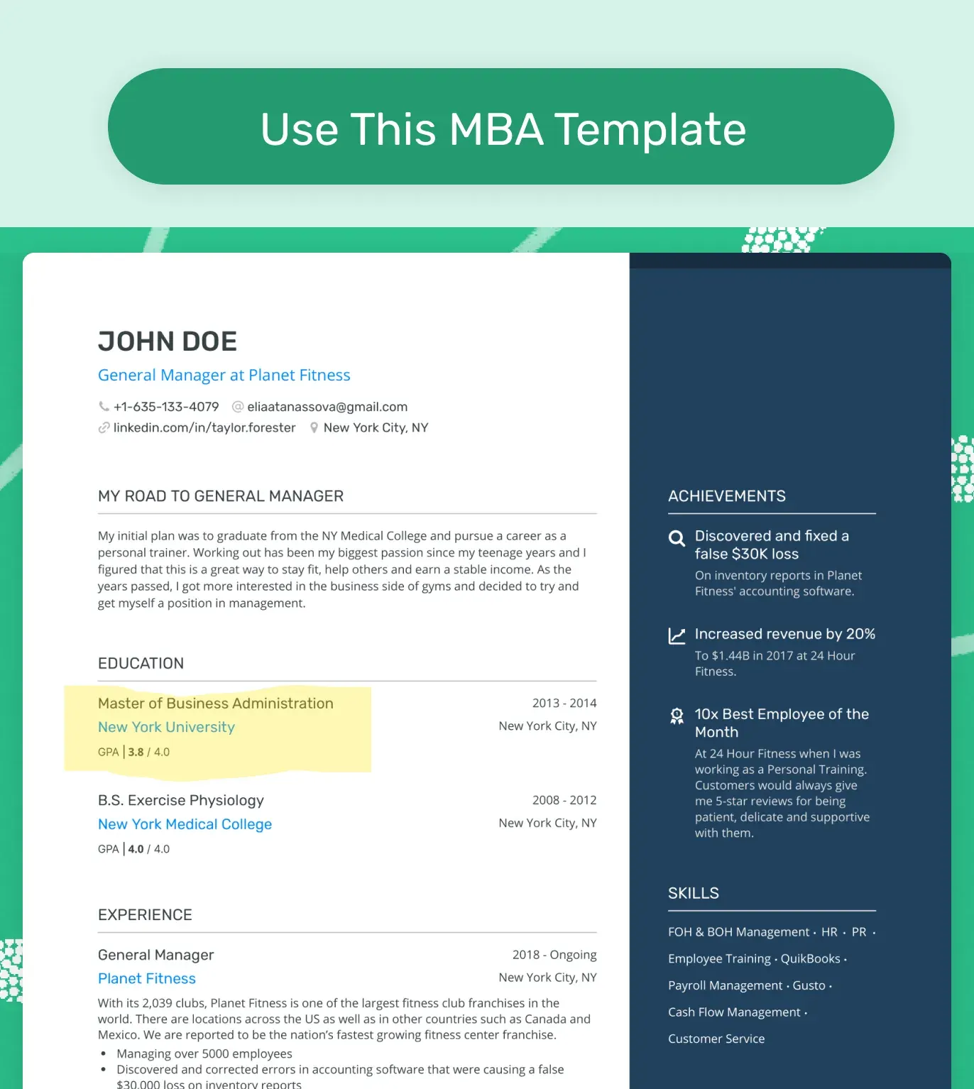 How to Put an MBA On Your Resume (With Examples) Enhancv