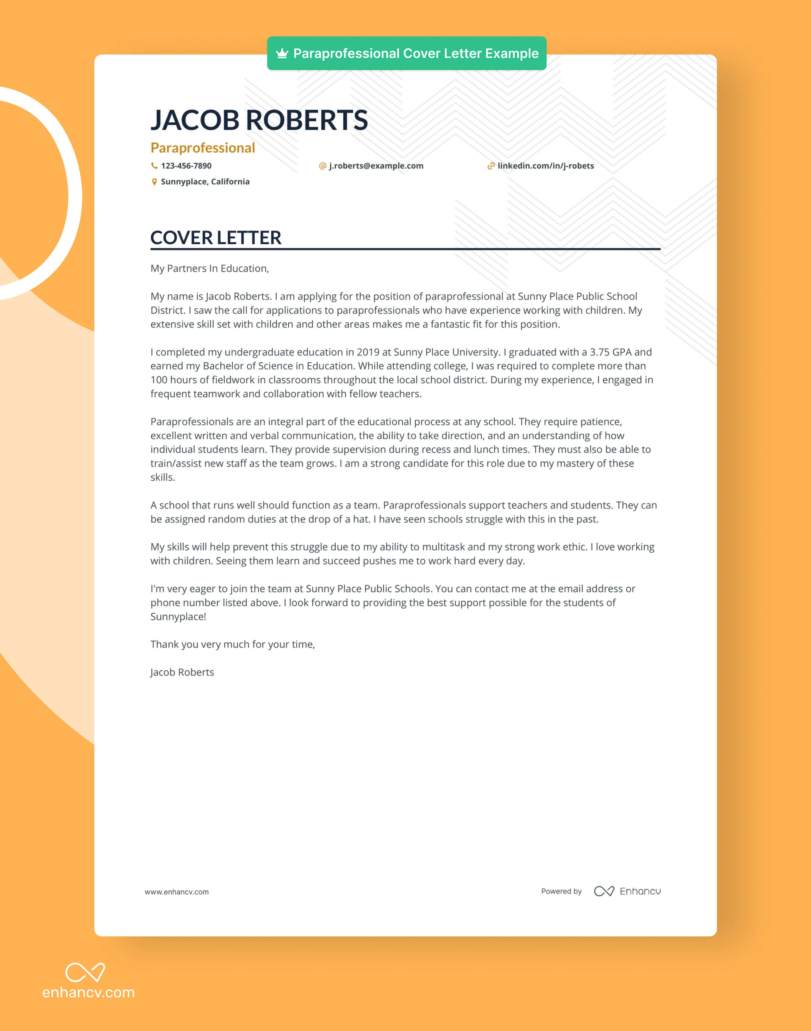 cover letter for resume paraprofessional