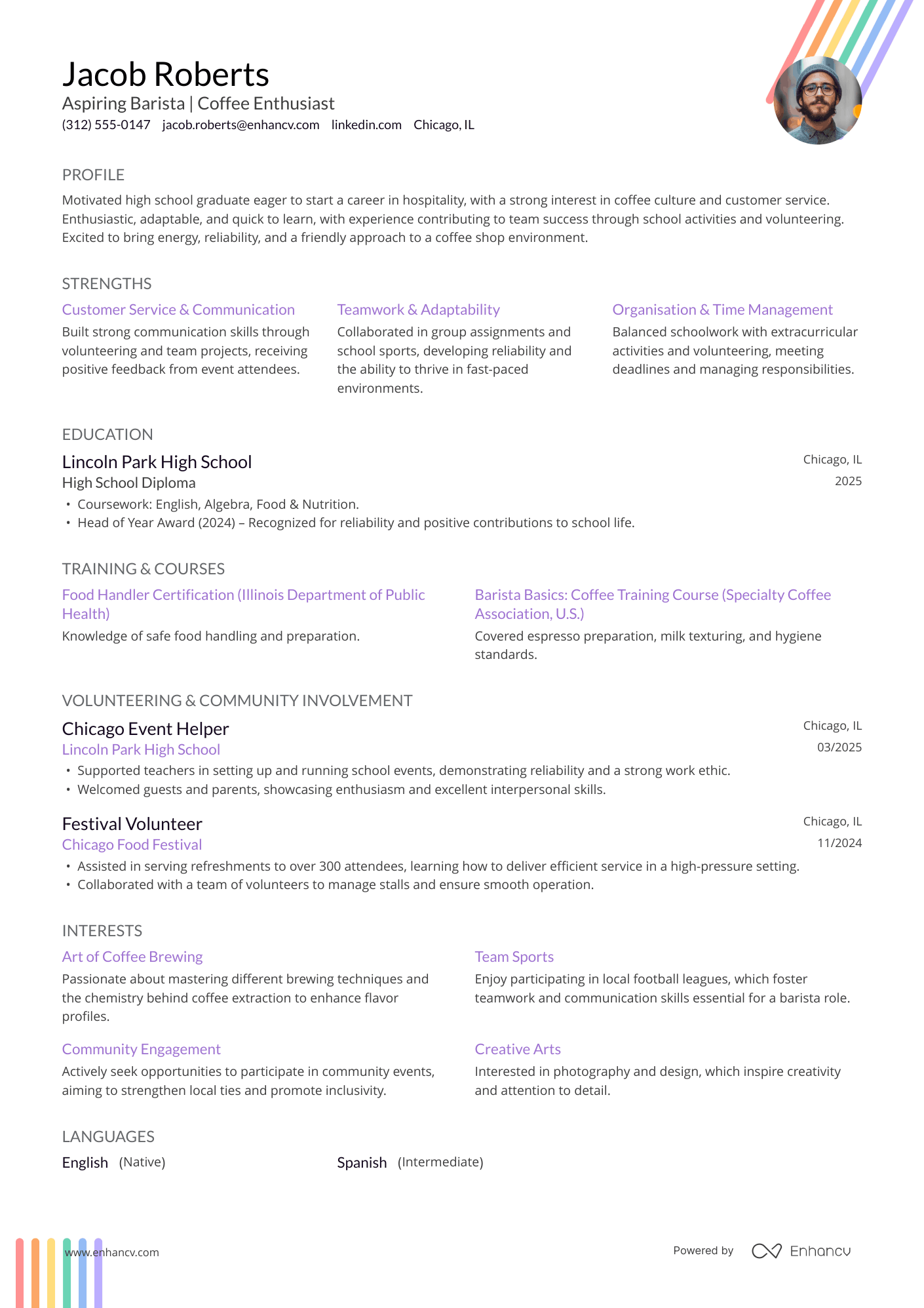 Aspiring Barista | Coffee Enthusiast resume example