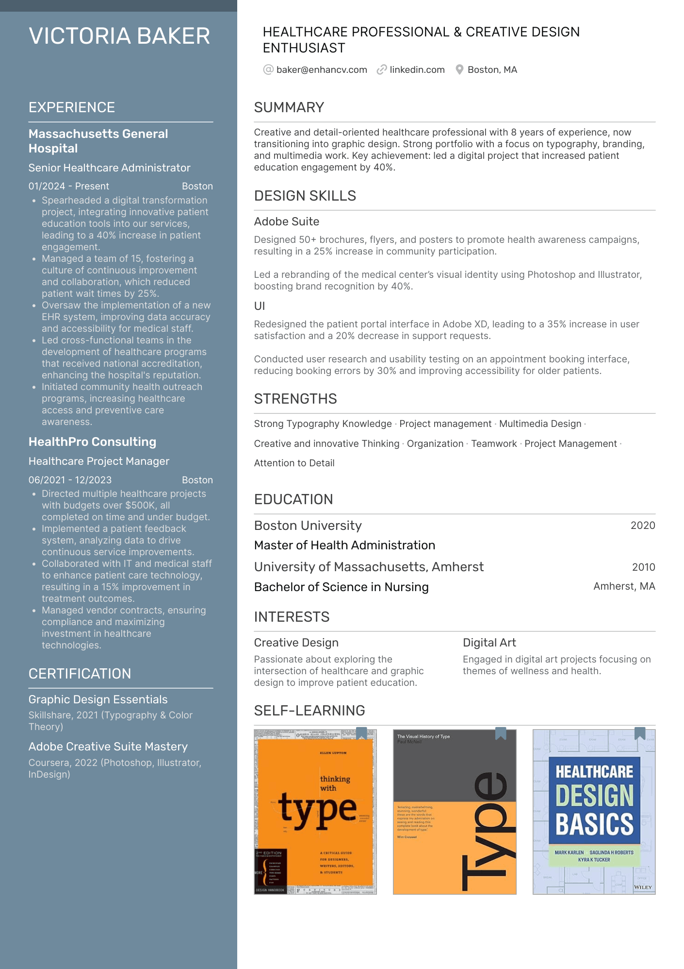 HEALTHCARE PROFESSIONAL &amp; CREATIVE DESIGN ENTHUSIAST resume example