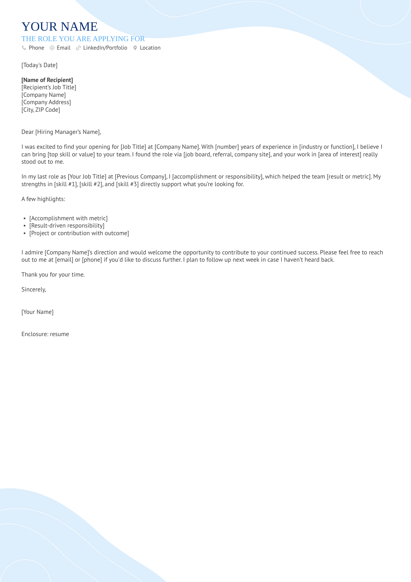 THE ROLE YOU ARE APPLYING FOR resume example