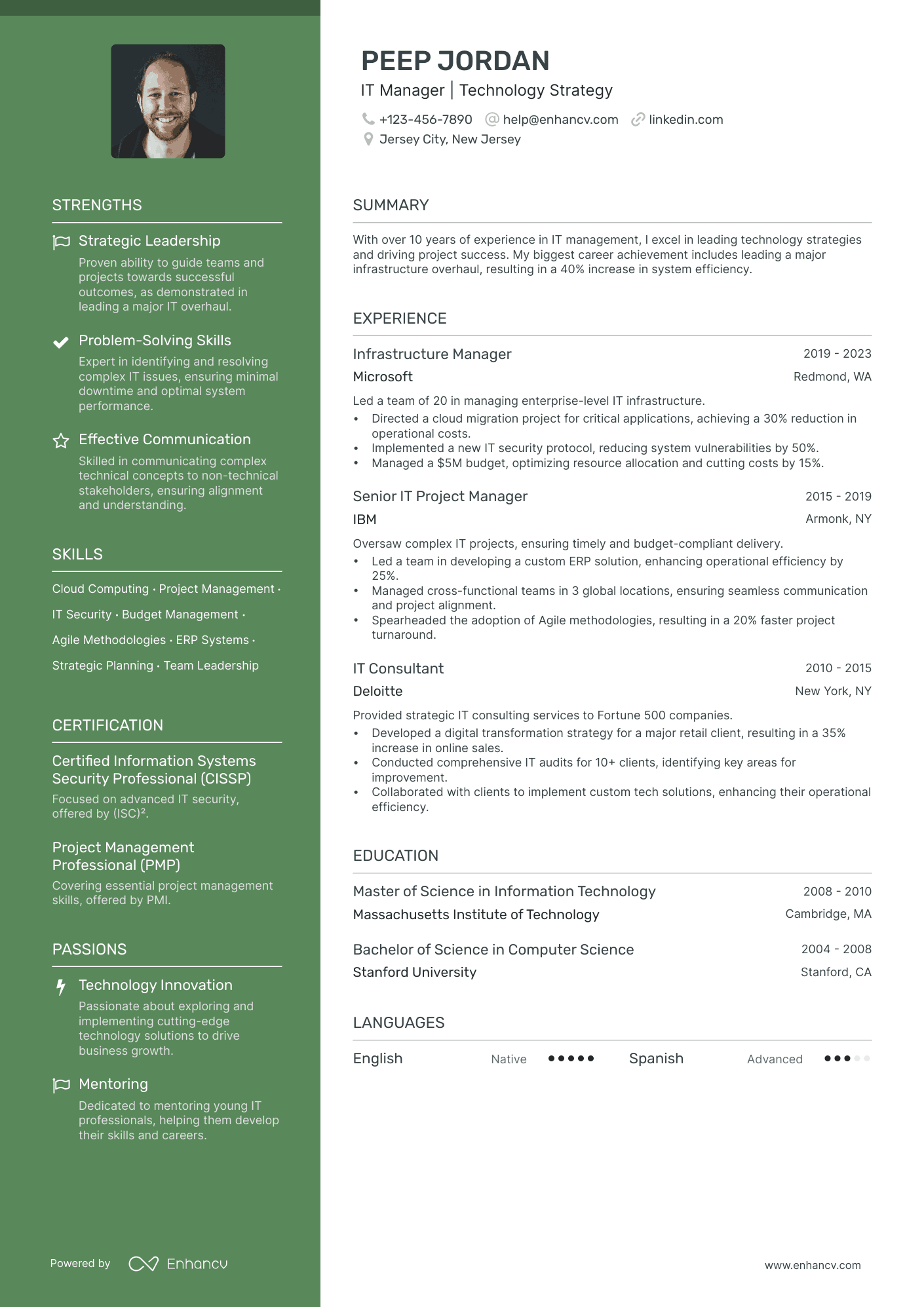 IT Manager | Technology Strategy resume example