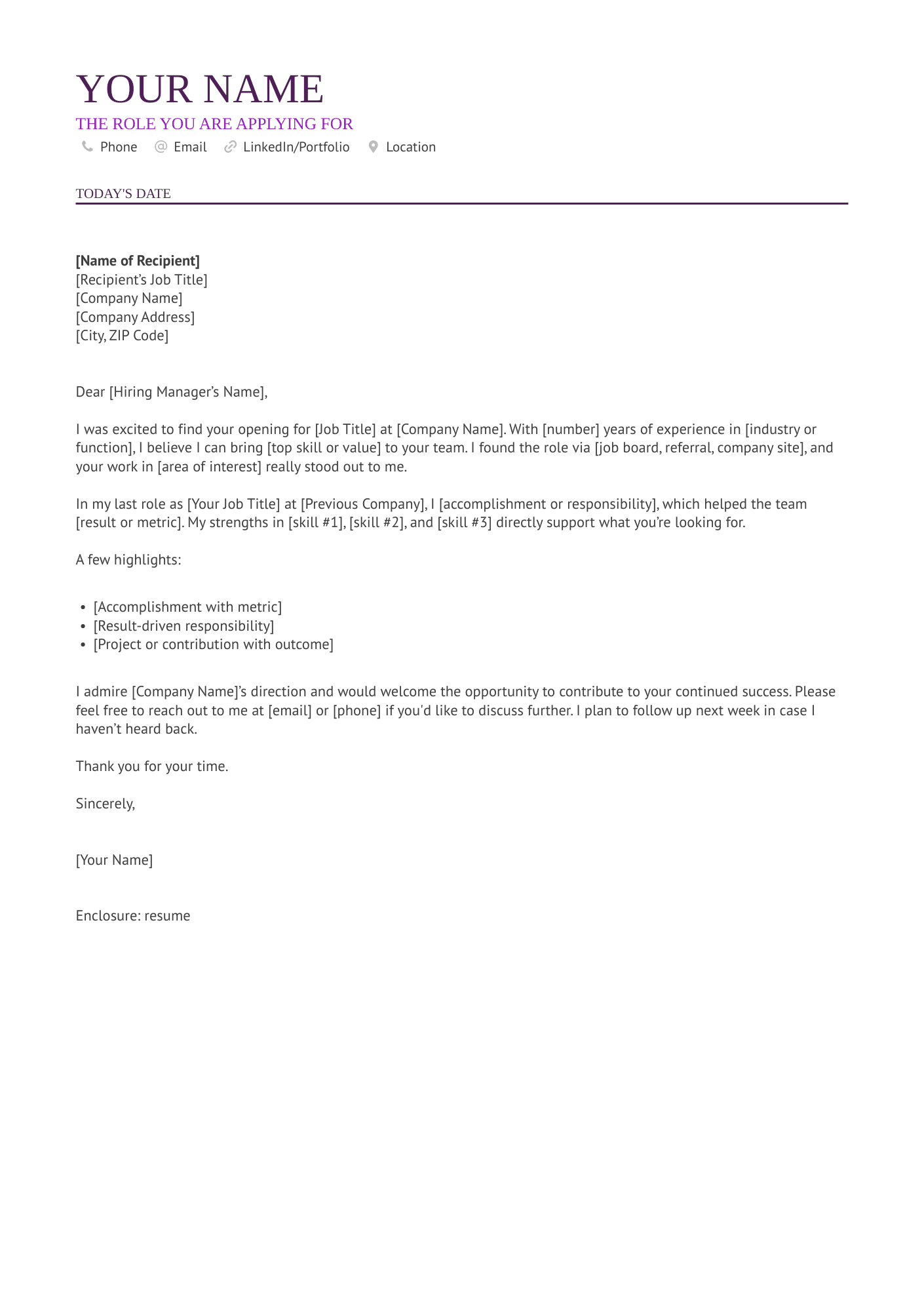 THE ROLE YOU ARE APPLYING FOR resume example