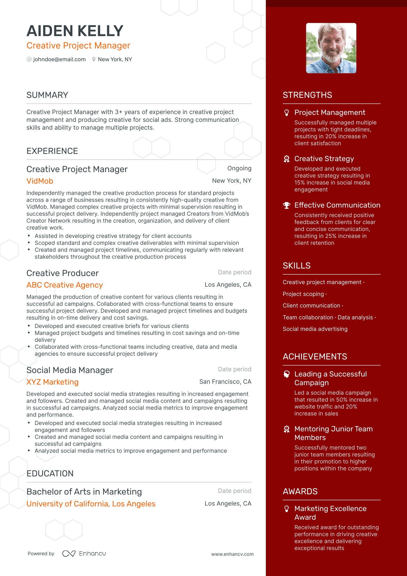 project manager resume highlights Creative Project Manager Resume Example