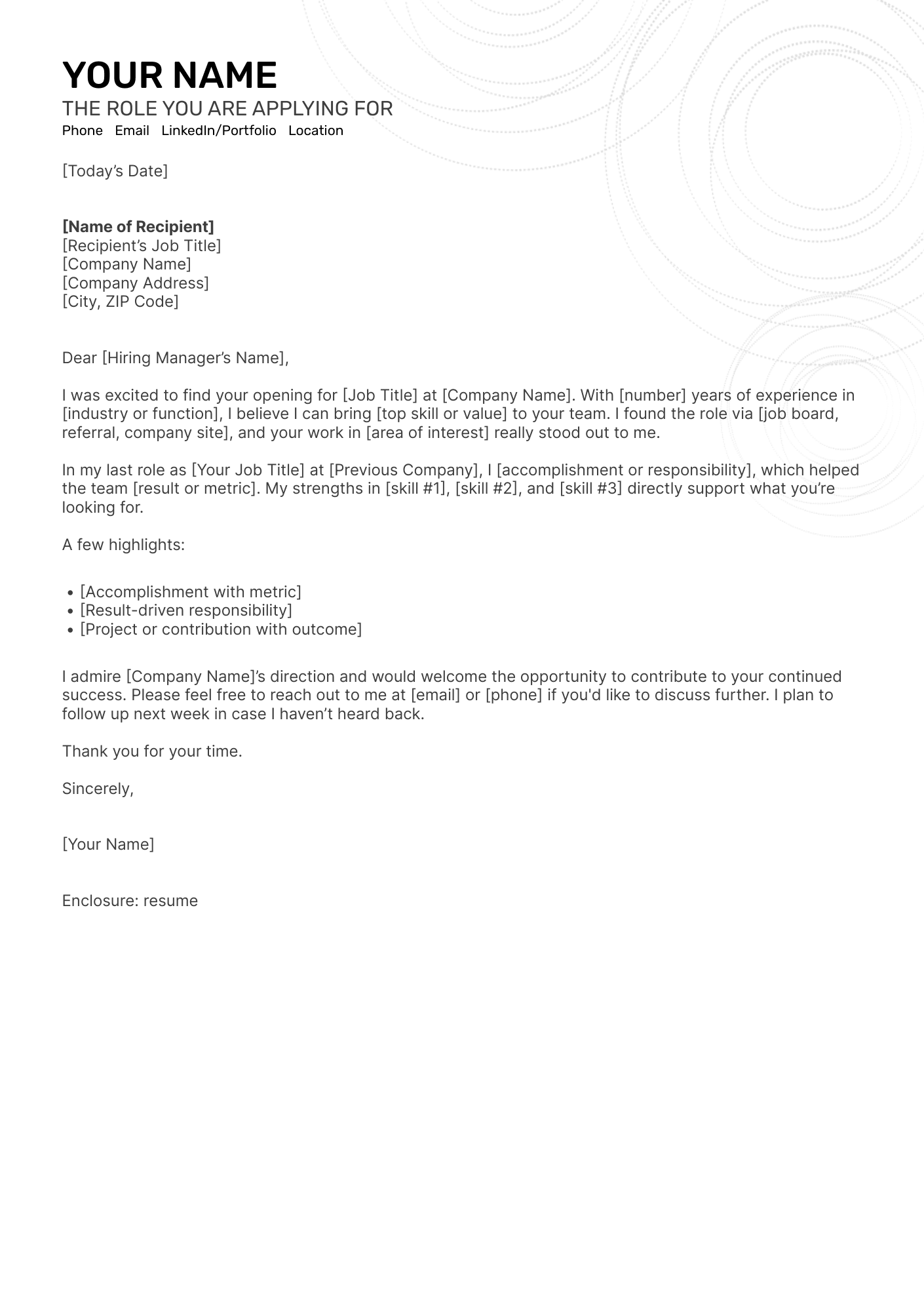 THE ROLE YOU ARE APPLYING FOR resume example