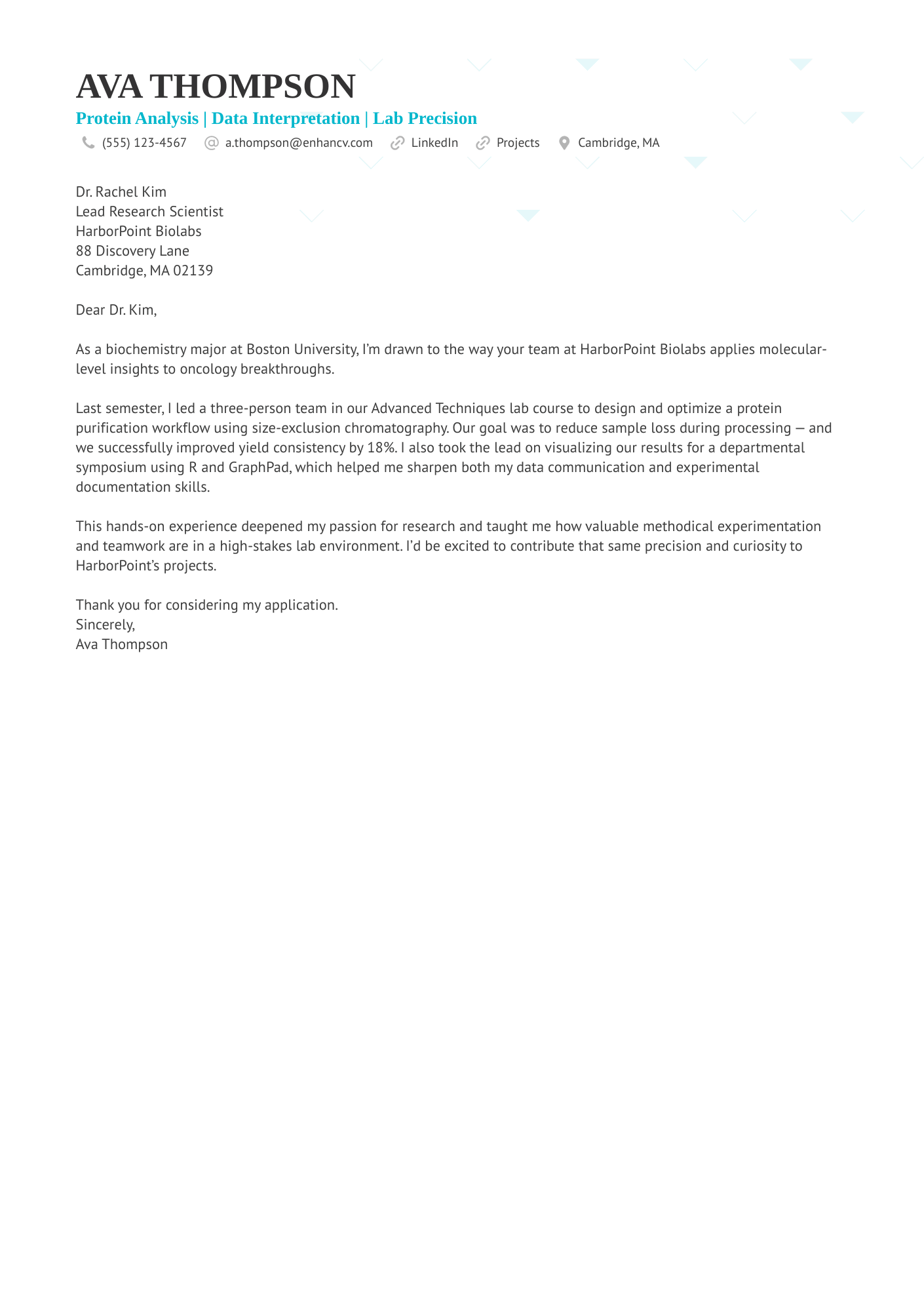 Protein Analysis | Data Interpretation | Lab Precision resume example