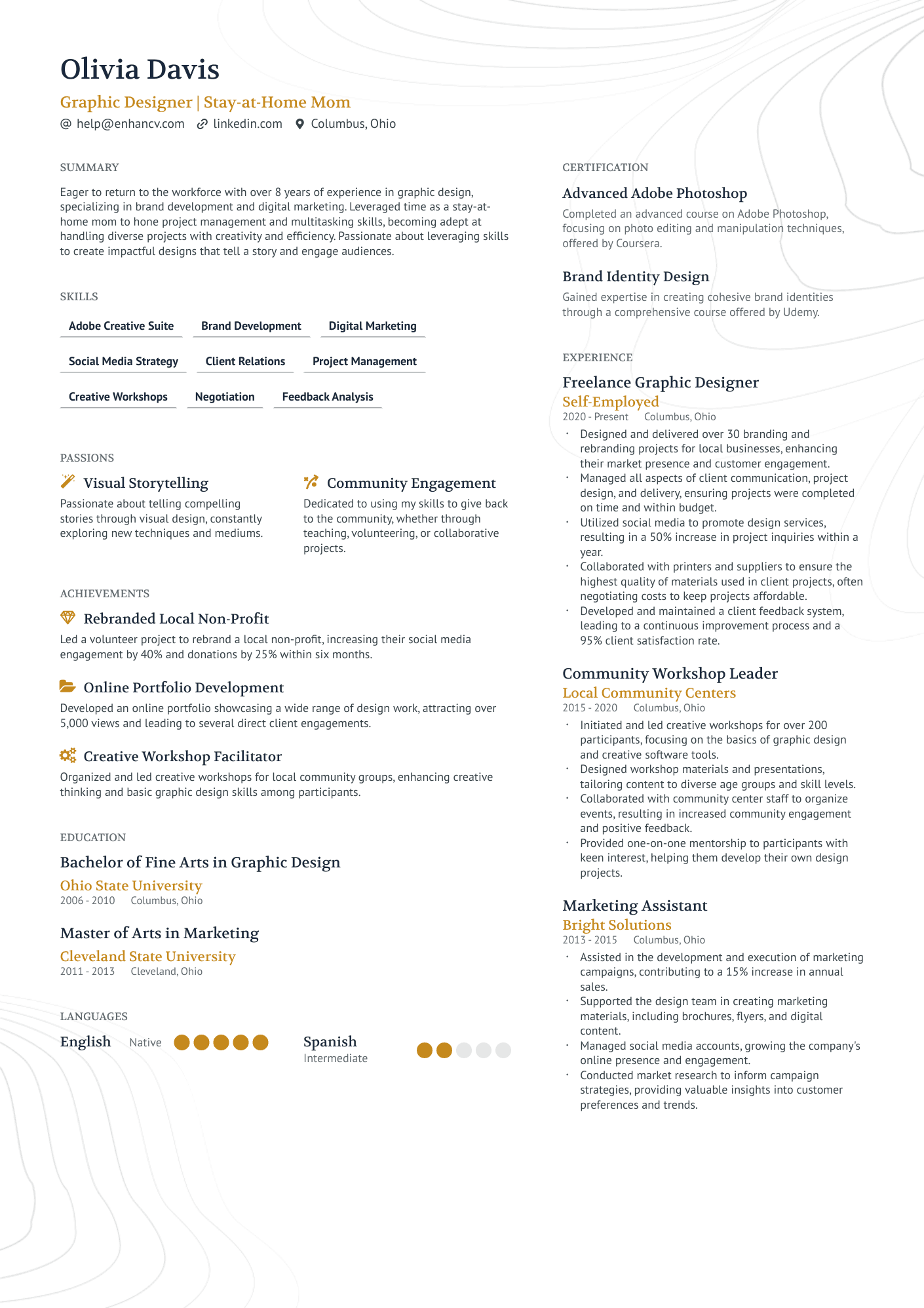 Graphic Designer | Stay at Home Mom resume example