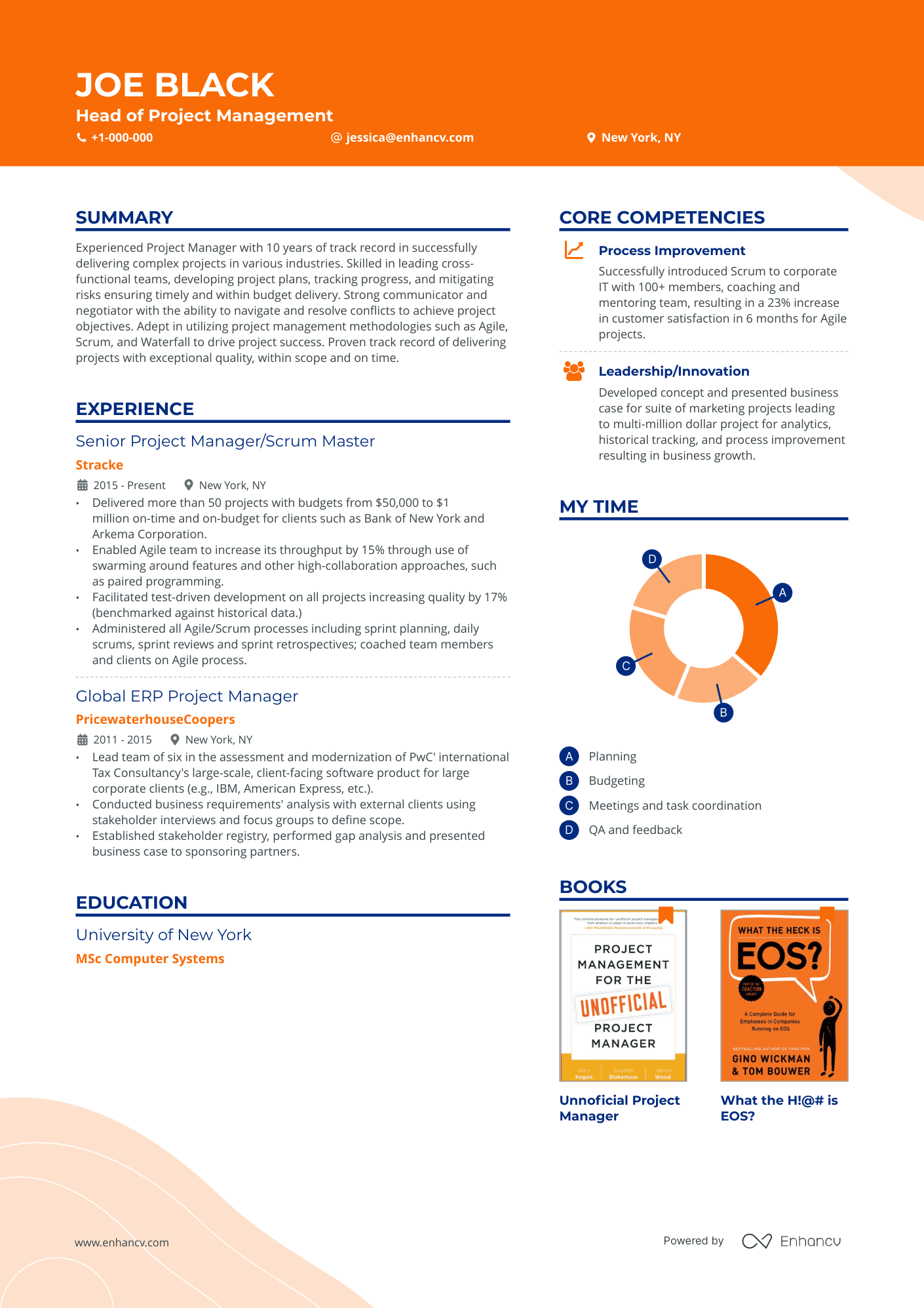 Head of Project Management resume example