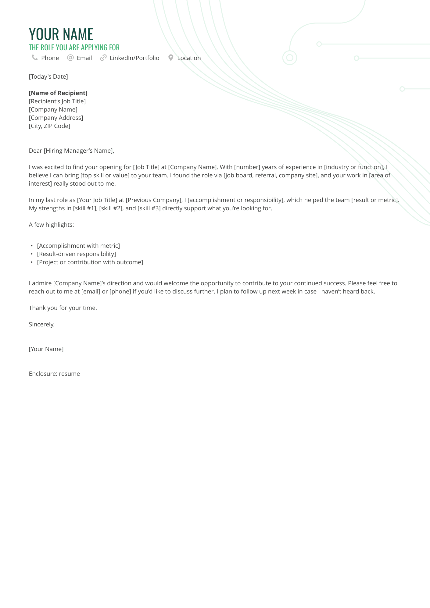 THE ROLE YOU ARE APPLYING FOR resume example