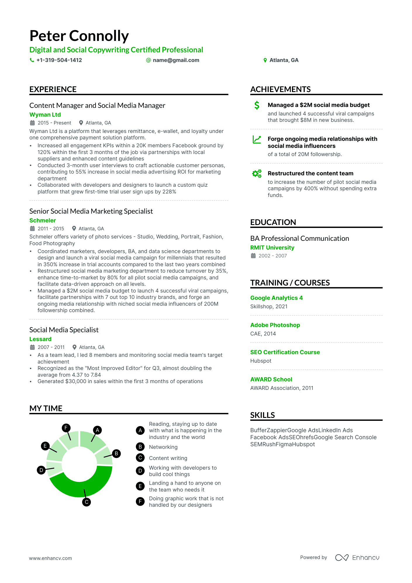 Digital and Social Copywriting Certified Professional resume example