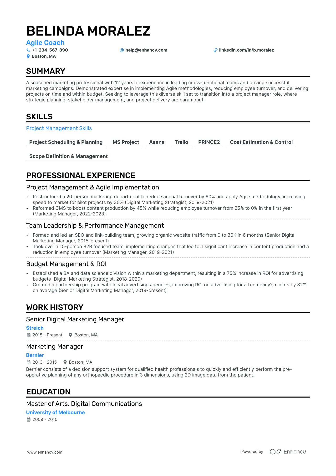 Agile Coach resume example