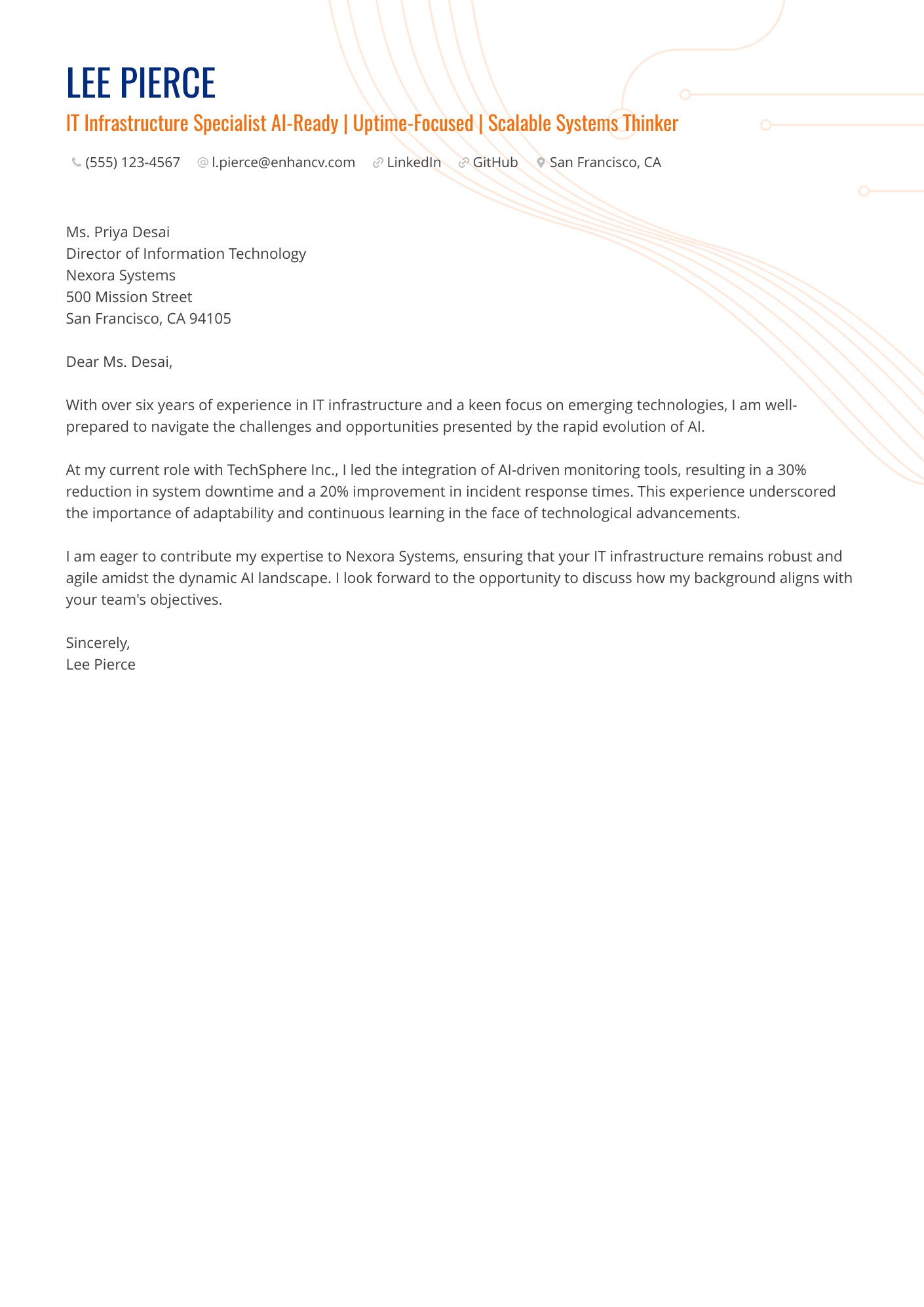 IT Infrastructure Specialist AI Ready | Uptime Focused | Scalable Systems Thinker resume example