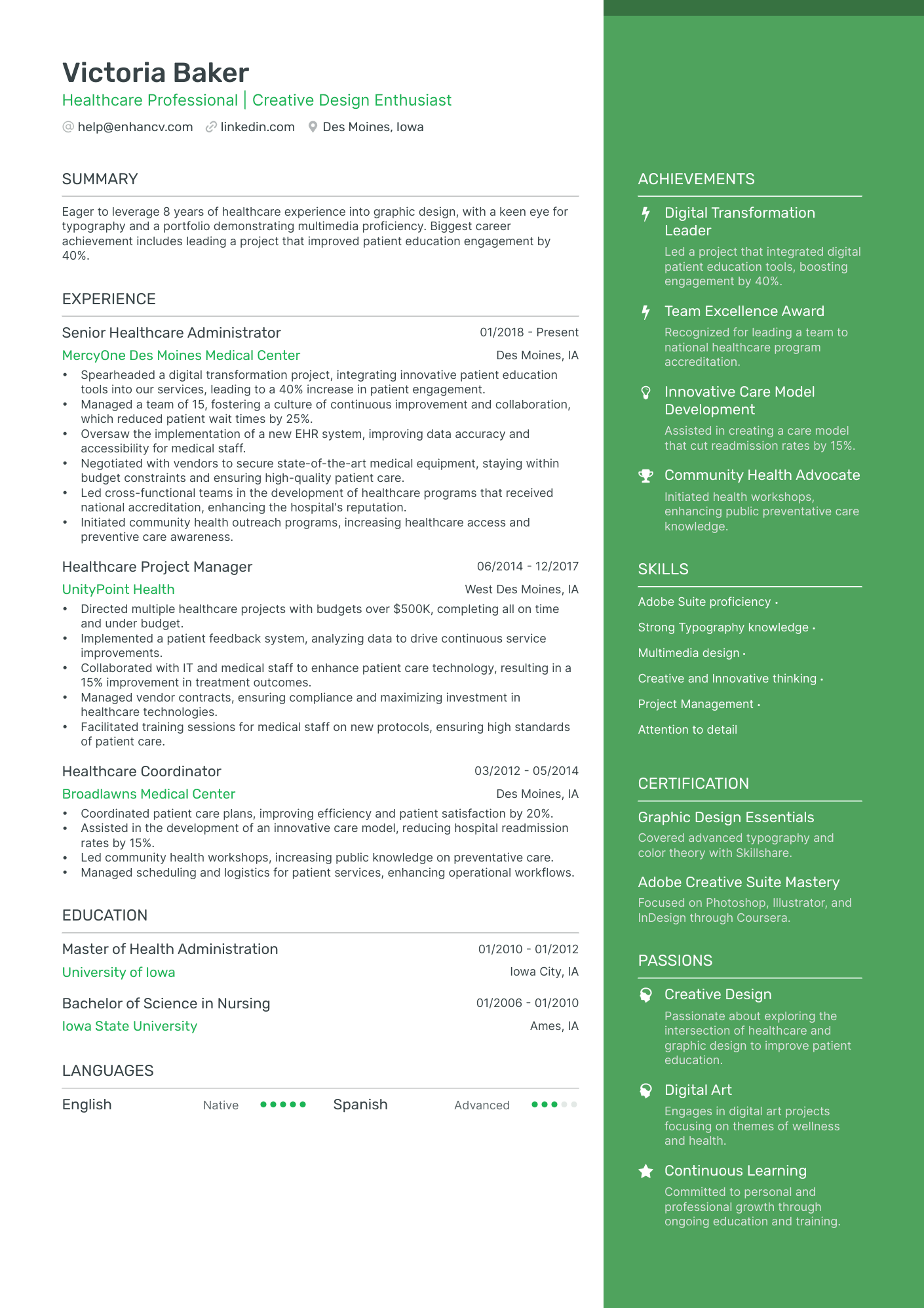 Healthcare Professional | Creative Design Enthusiast resume example
