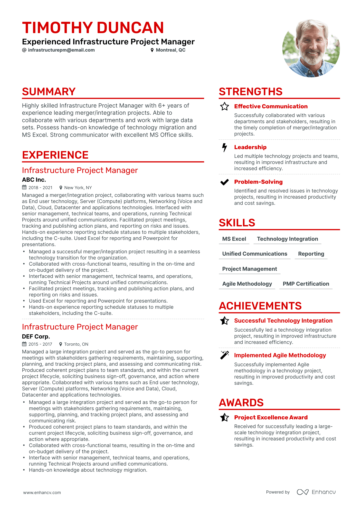 project manager resume highlights Infrastructure Project Manager Resume Example
