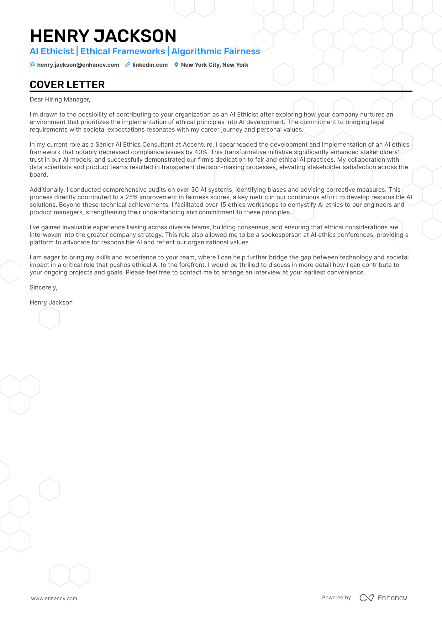 AI Ethicist | Ethical Frameworks | Algorithmic Fairness resume example