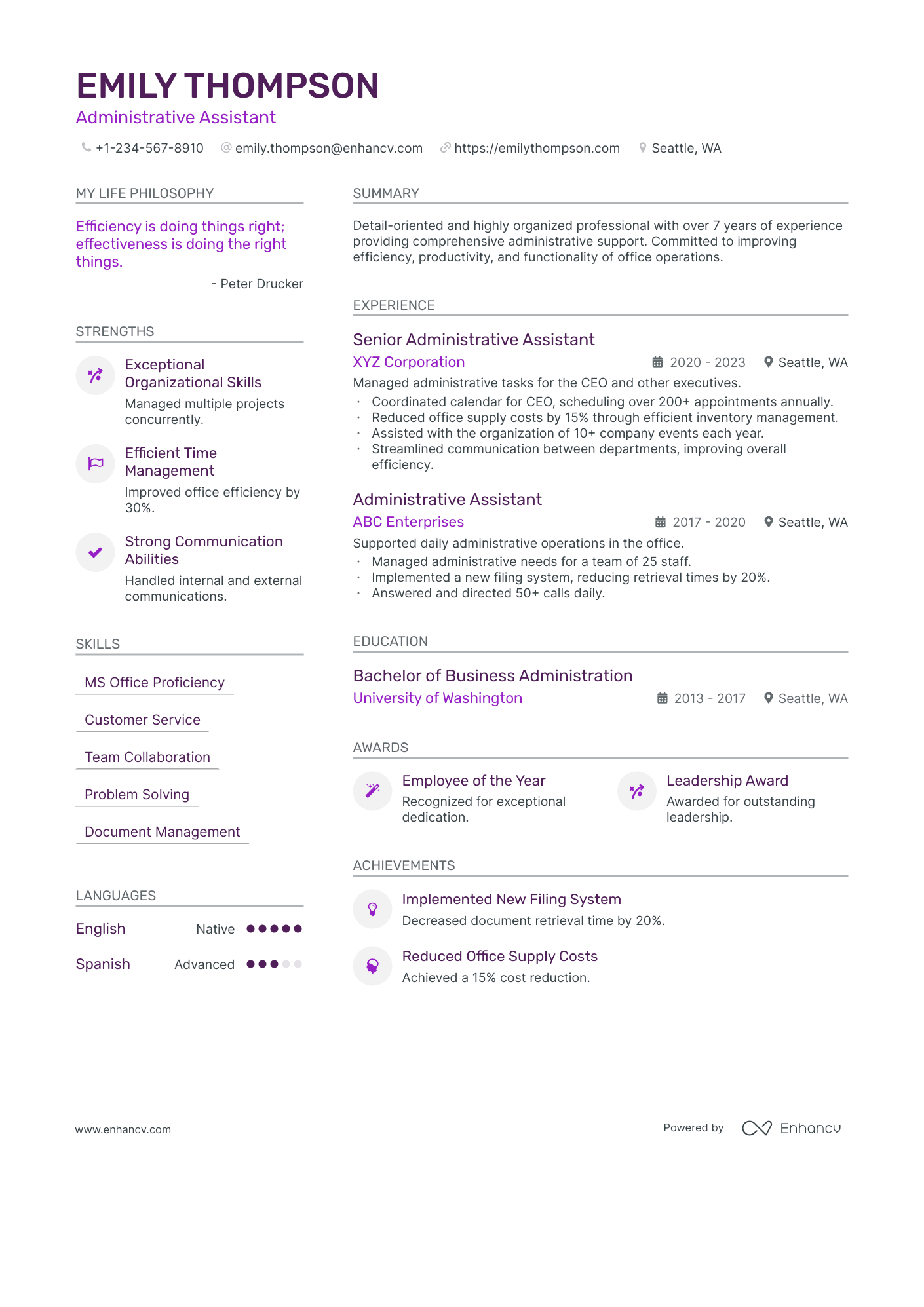 Administrative Assistant resume example