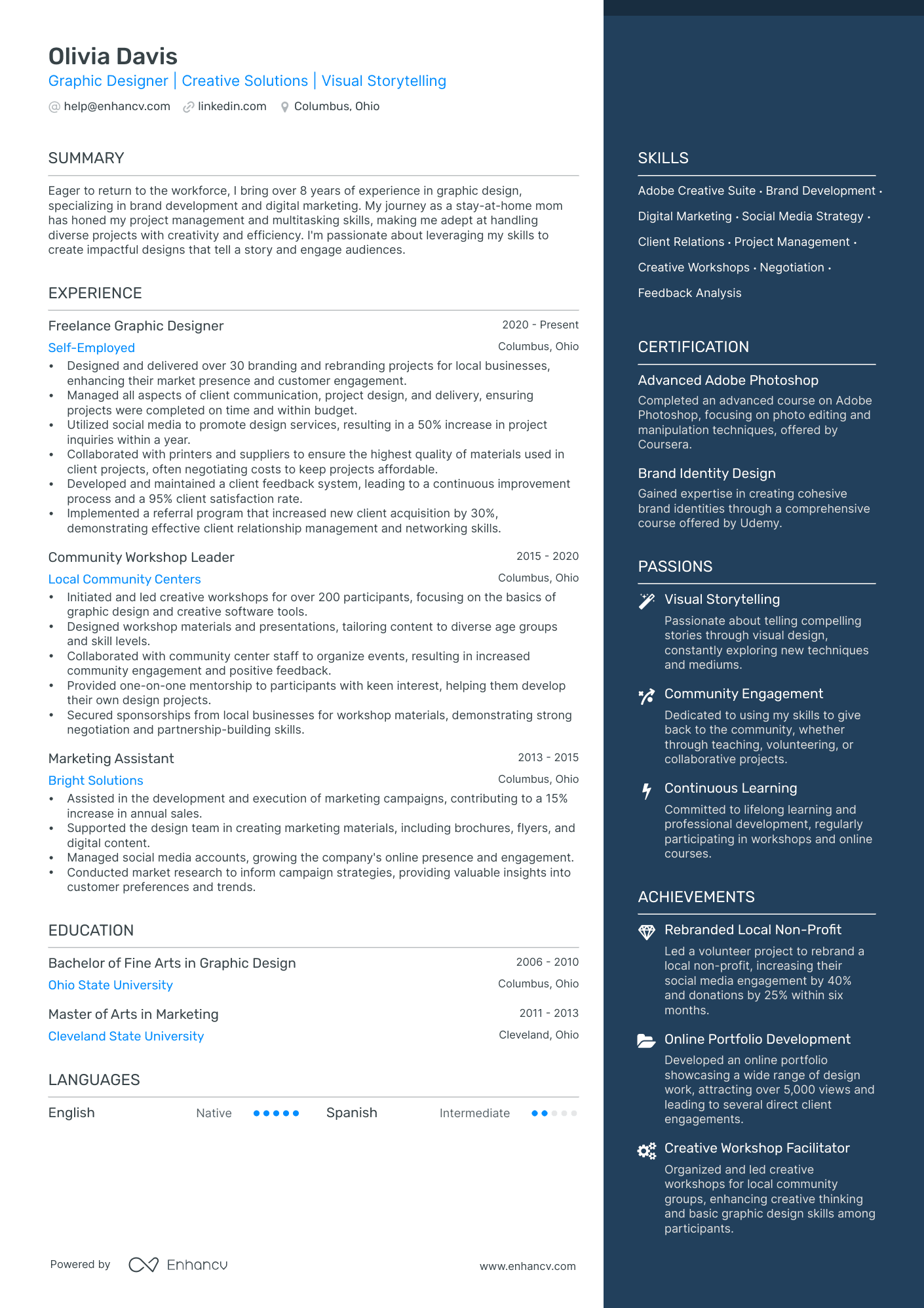 Graphic Designer | Creative Solutions | Visual Storytelling resume example