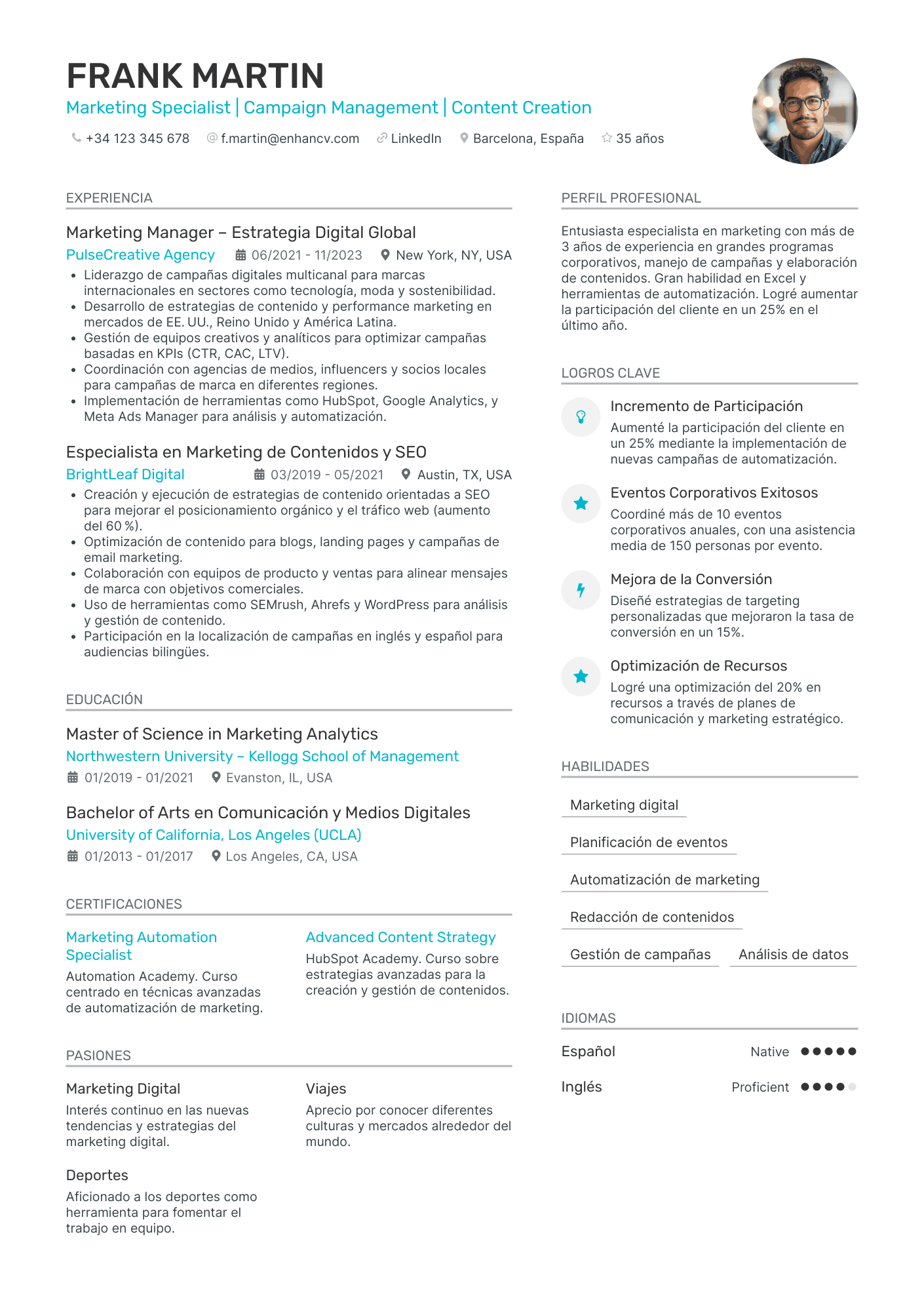 Marketing Specialist | Campaign Management | Content Creation resume example