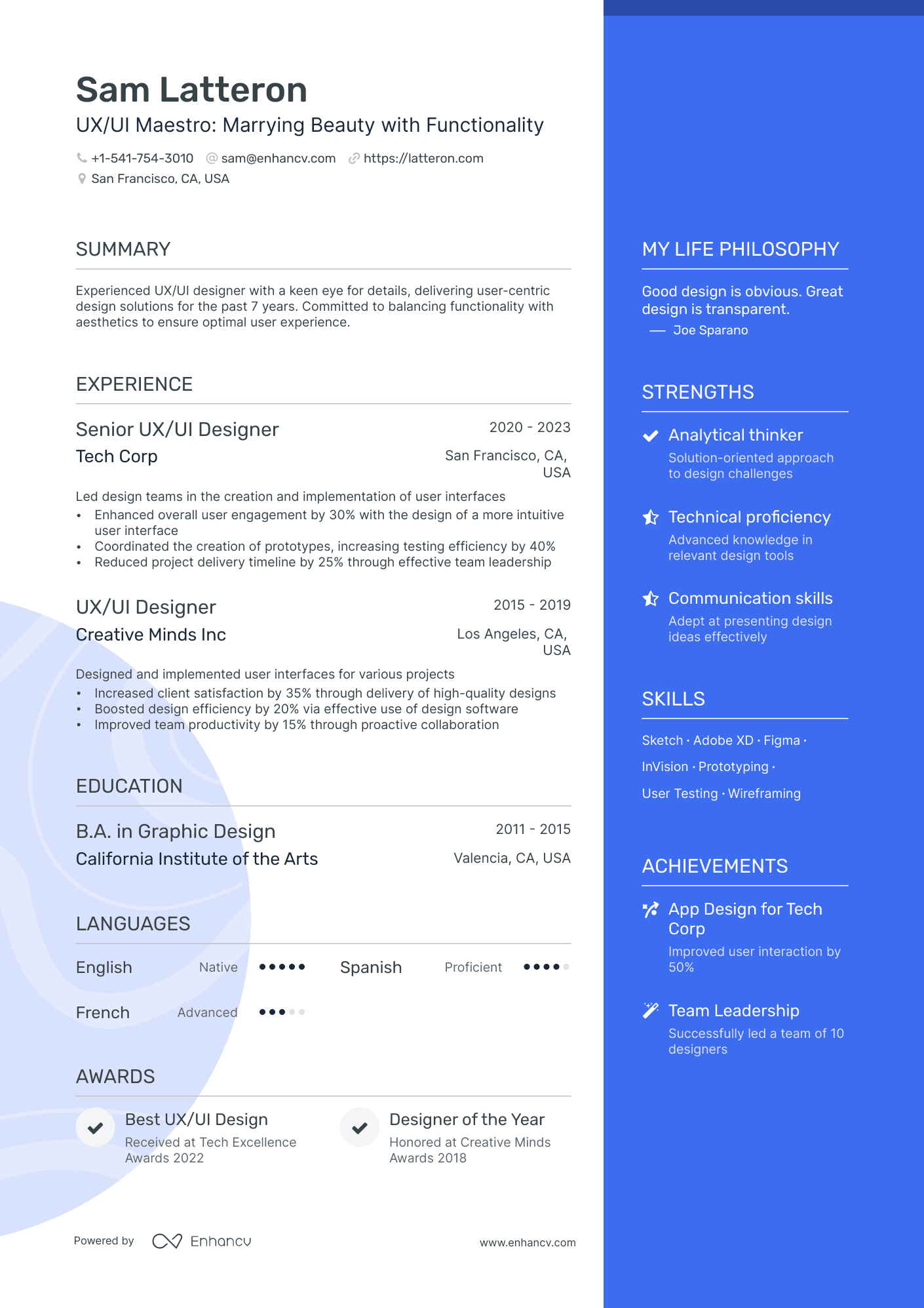 UX/UI Maestro: Marrying Beauty with Functionality resume example