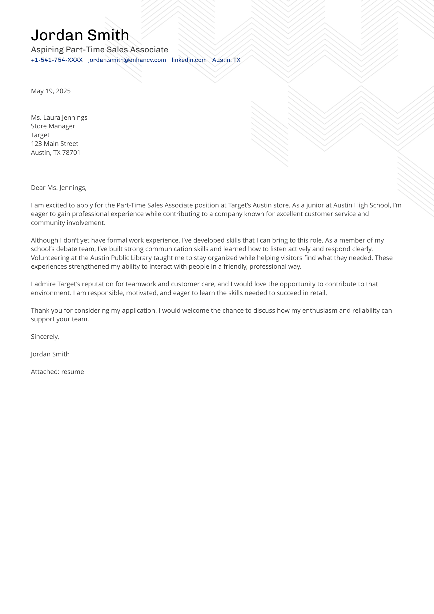 Aspiring Part Time Sales Associate resume example