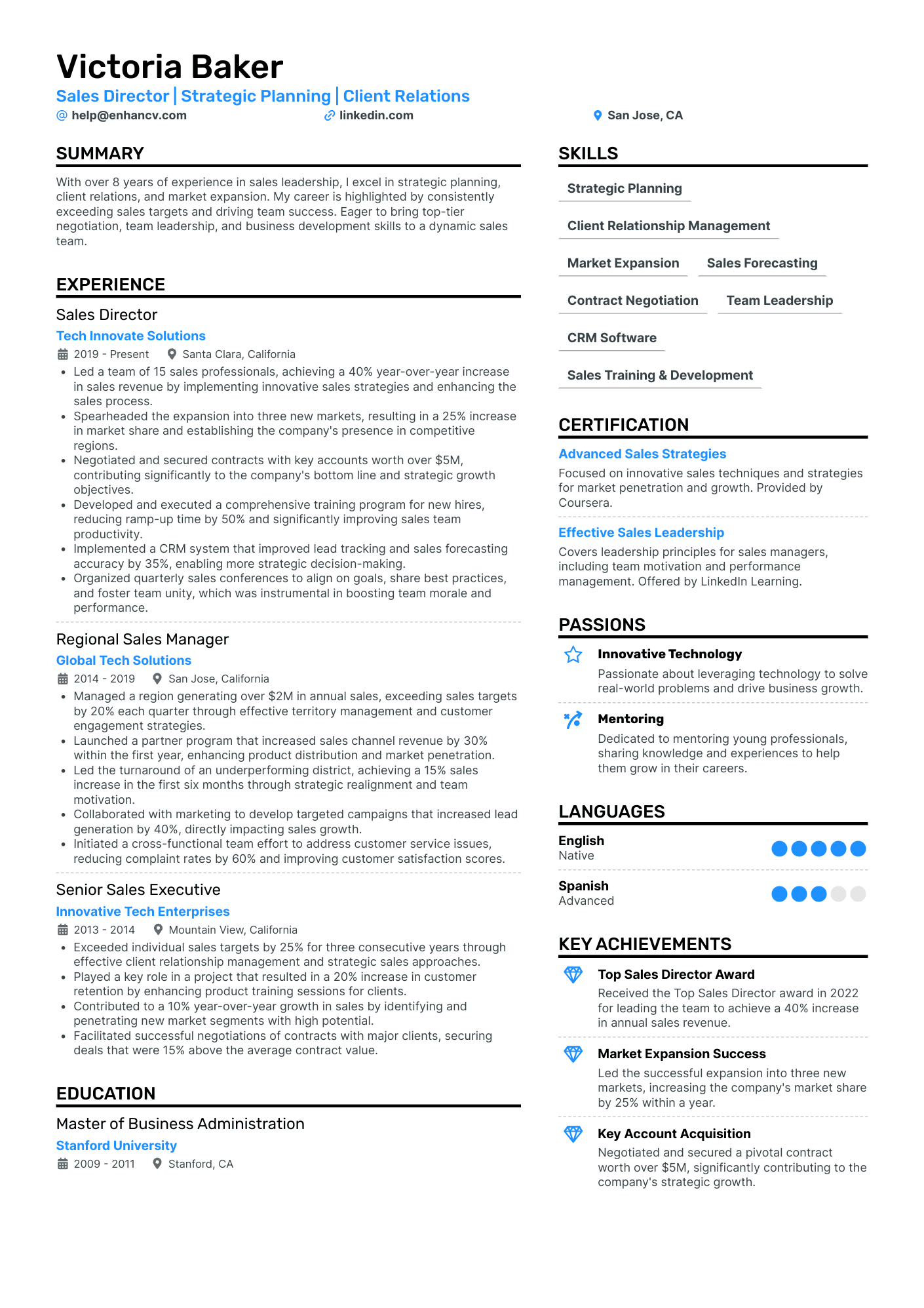 Sales Director | Strategic Planning | Client Relations resume example