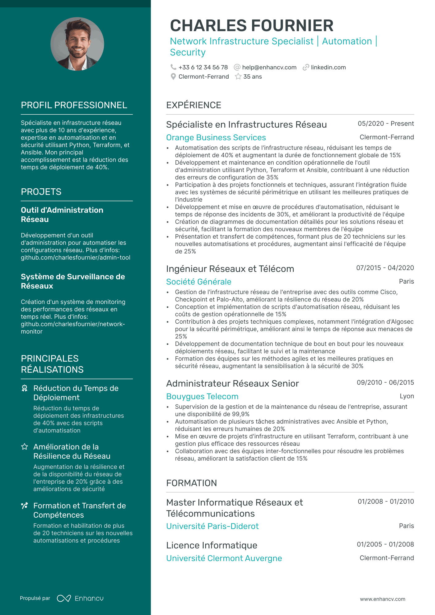 Network Infrastructure Specialist | Automation | Security resume example