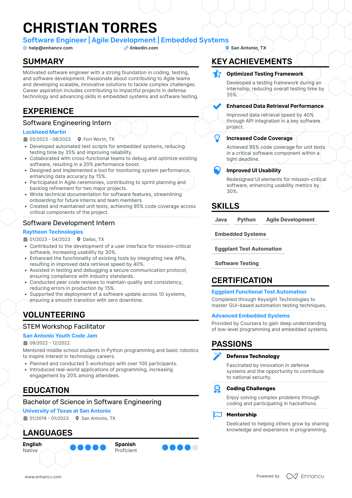 Software Engineer | Agile Development | Embedded Systems resume example