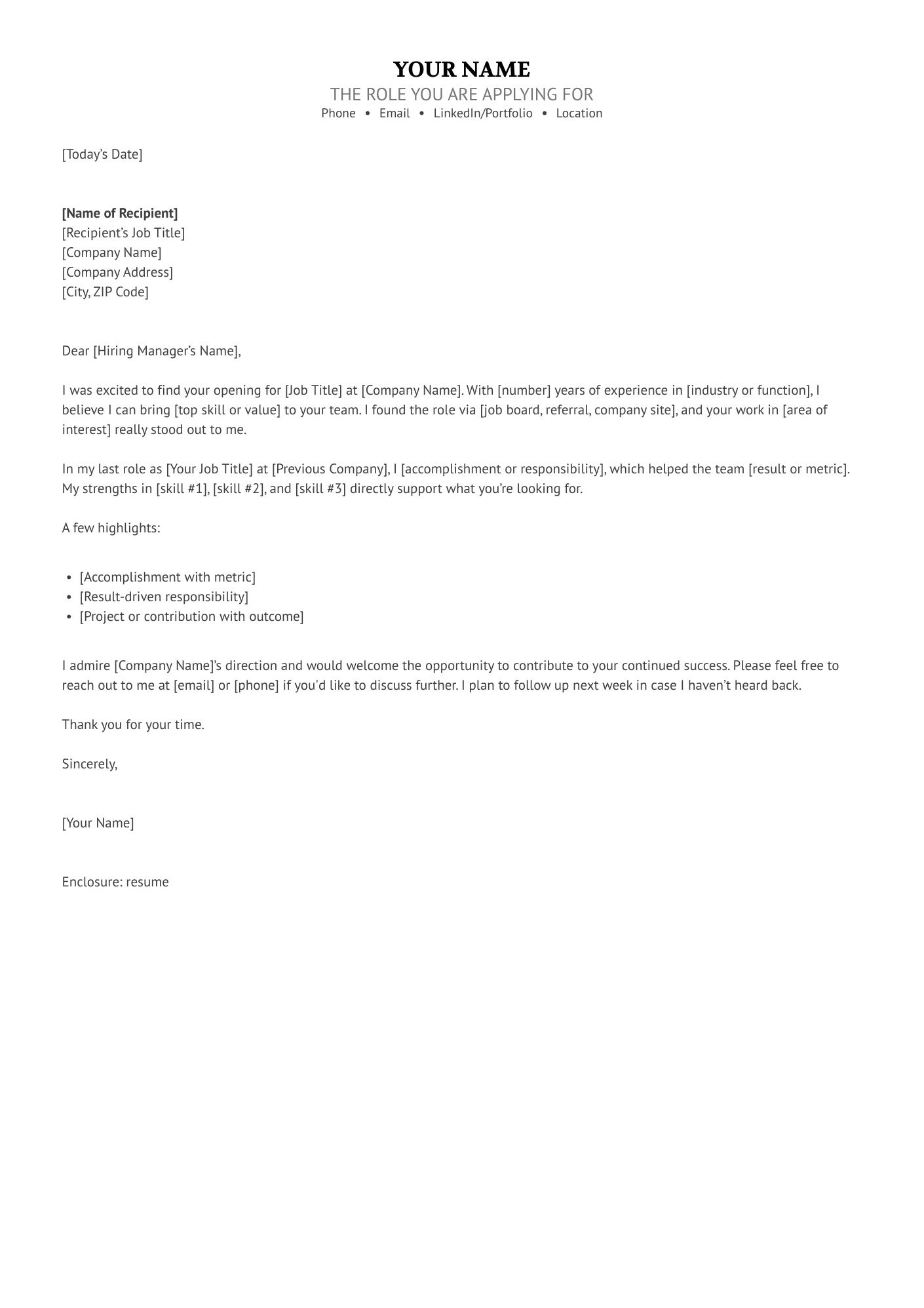 THE ROLE YOU ARE APPLYING FOR resume example