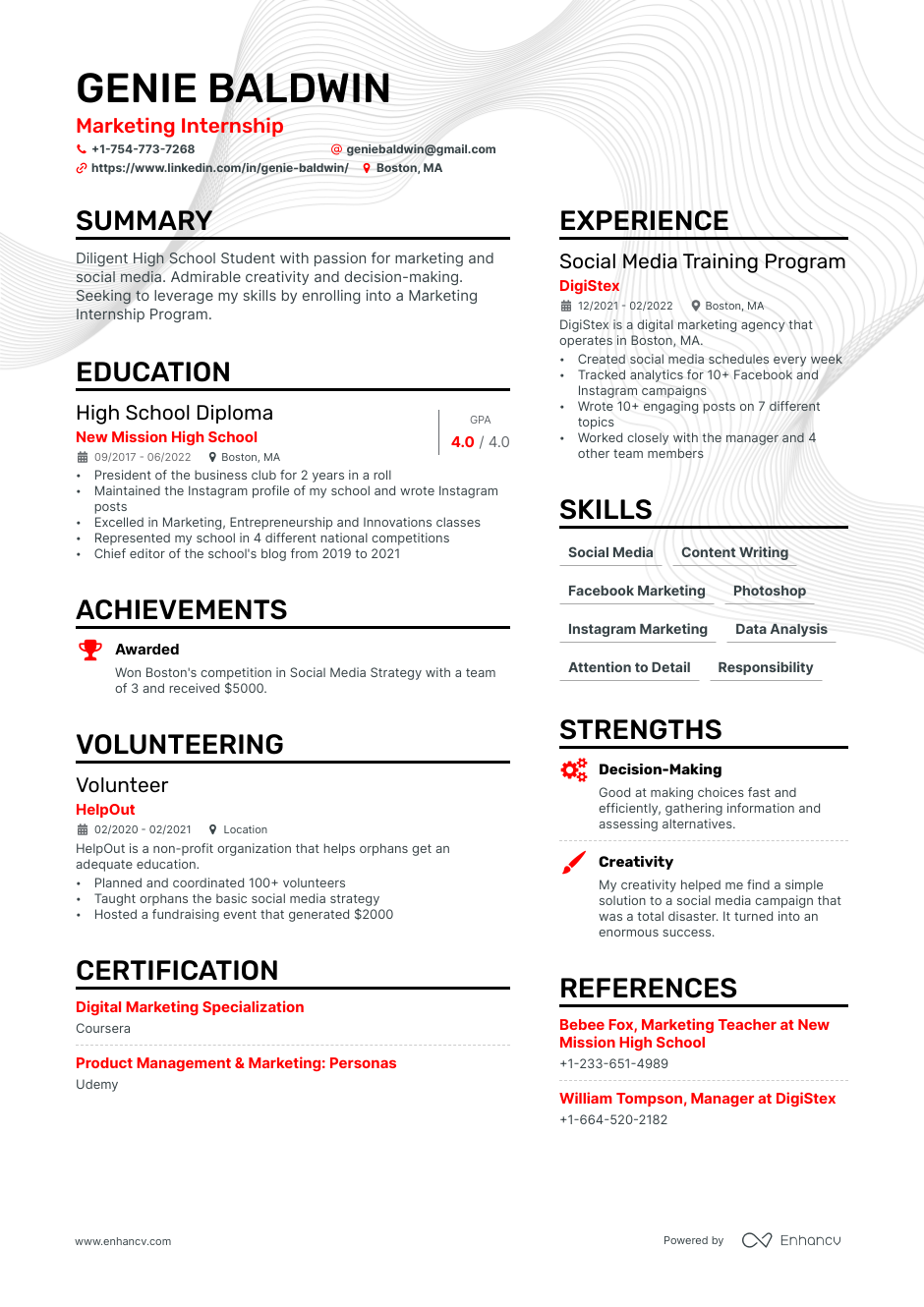 how to write intern experience in resume