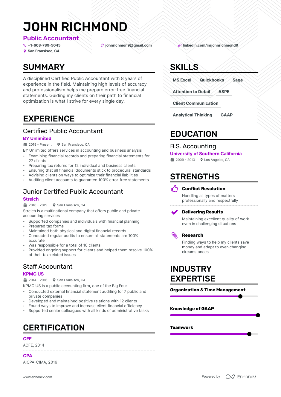 Public accountant resume example