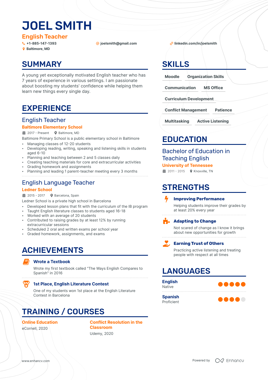 5 English Teacher Resume Examples Guide For 2023