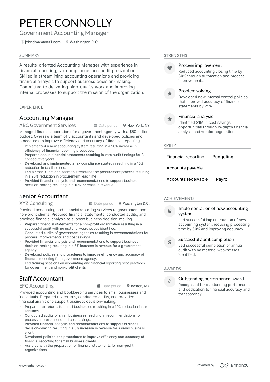 Government accountant resume example