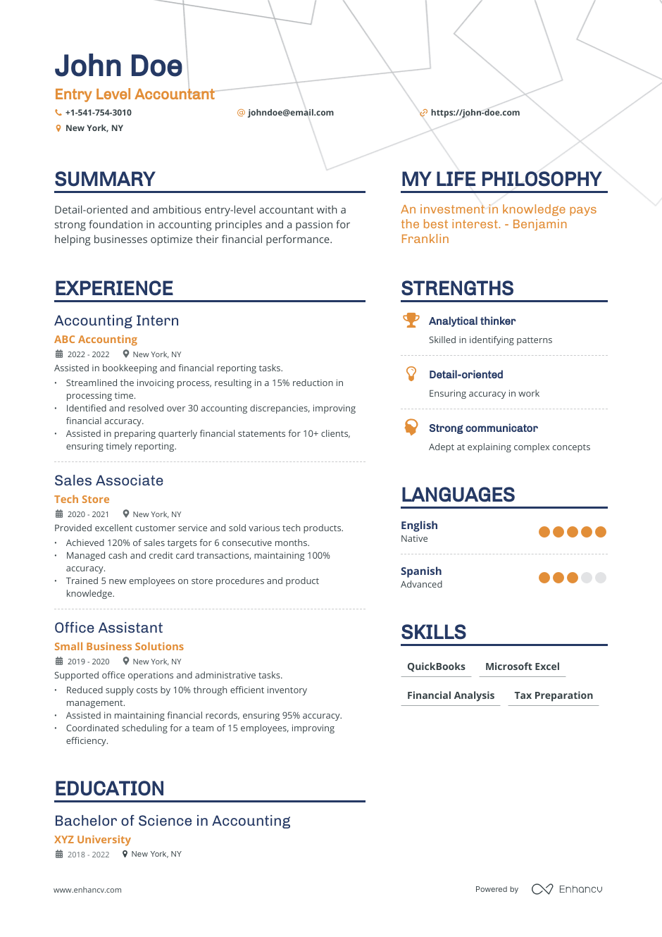 Entry level accountant resume example