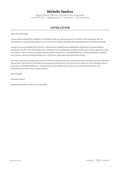 6 Professional Dentist Cover Letter Examples and Template for 2025 ...