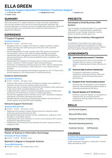 7 IT Support Resume Examples & Guide for 2024