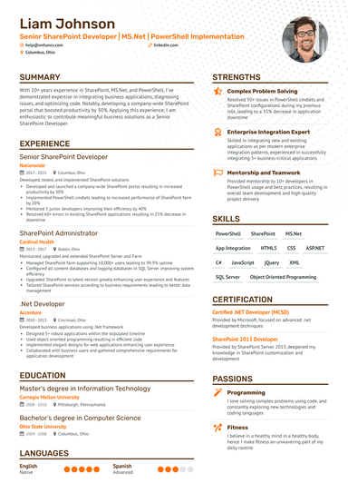 7 Sharepoint Developer Resume Examples & Guide for 2024