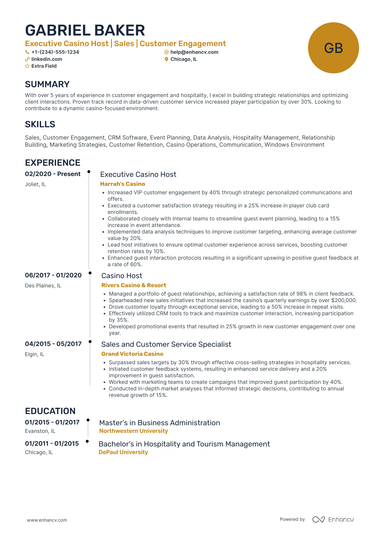 21 Host and Hostess Resume Examples, Templates & Guide for 2025