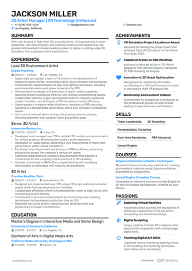 6 Artist Resume Examples & Guide for 2025