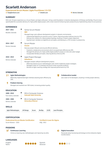 9 Scrum Master Resume Examples & Guide for 2025