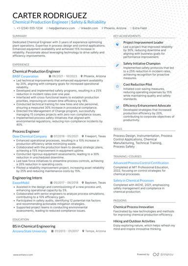19 Chemical Engineer Resume Examples & Guide for 2025