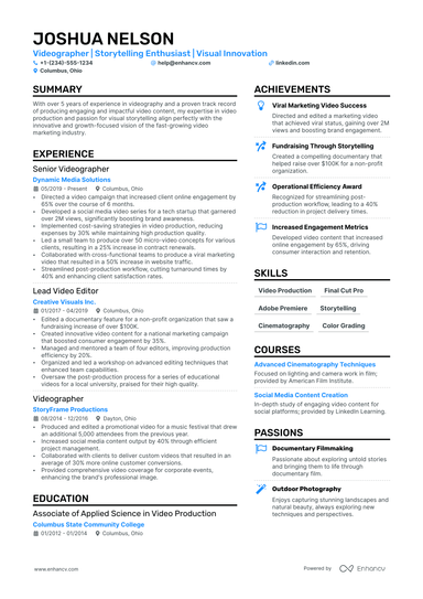 6 Video Editor Resume Examples & Guide for 2025