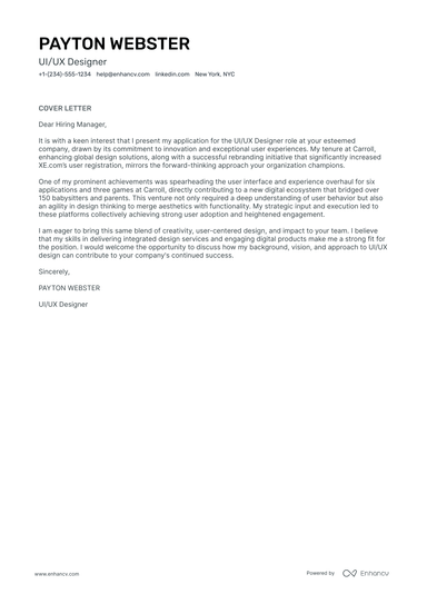 8 Professional UX Designer Cover Letter Examples and Template for 2025 ...