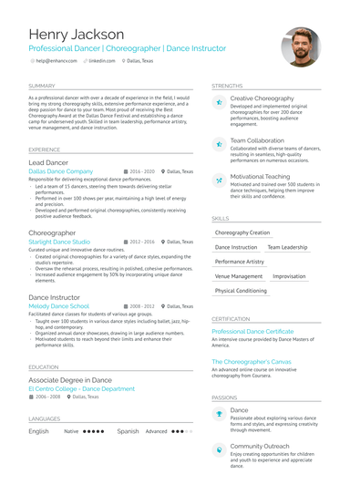 5 Dance Resume Examples & Guide for 2025