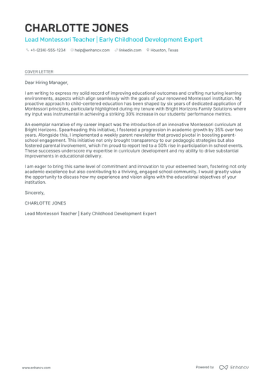 4 Professional Early Childhood Teacher Cover Letter Examples and ...
