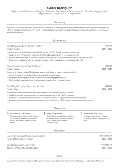 5 English Teacher Resume Examples & Guide for 2025