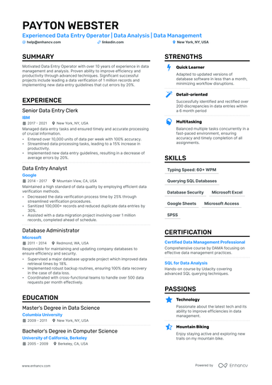 9 Data Entry Resume Examples & Guide for 2024